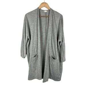 Anthropologie DONNI Ribbed Gray Open Long Cardigan One Size